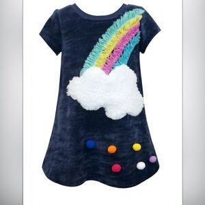 Little Girls Short Sleeve Rainbow Velvet Dress by Baby Sara